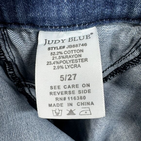 Judy Blue Skinny Fit Pull On Jeans Women's 5/27 Blue Light Wash Raw Hem - Picture 9 of 9